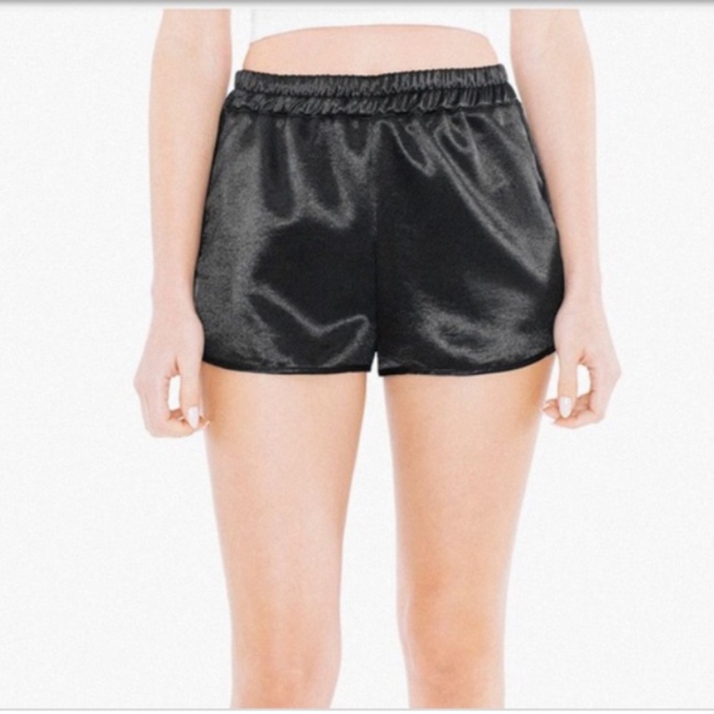 American Apparel Metallic Black Running Shorts